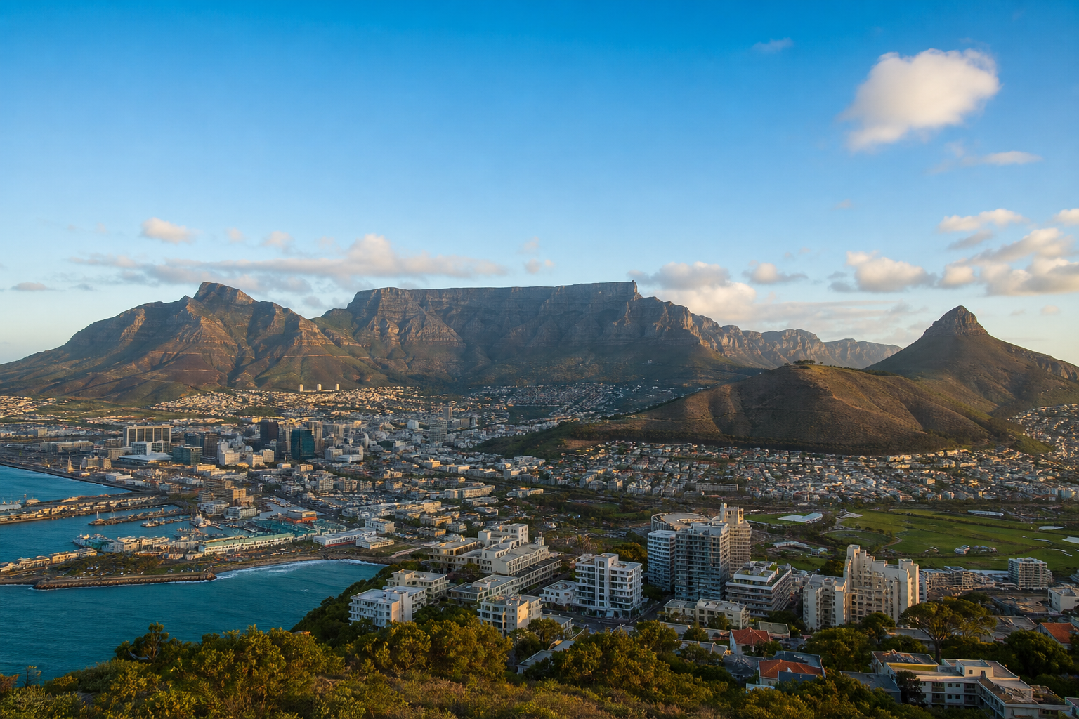 Cape Town cityscape beneath Table Mountain